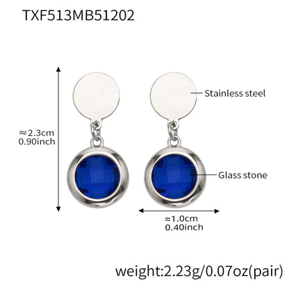 Candy Color Glass Stone Jewelry Set – Stainless Steel Necklaces, Bracelets & Earrings