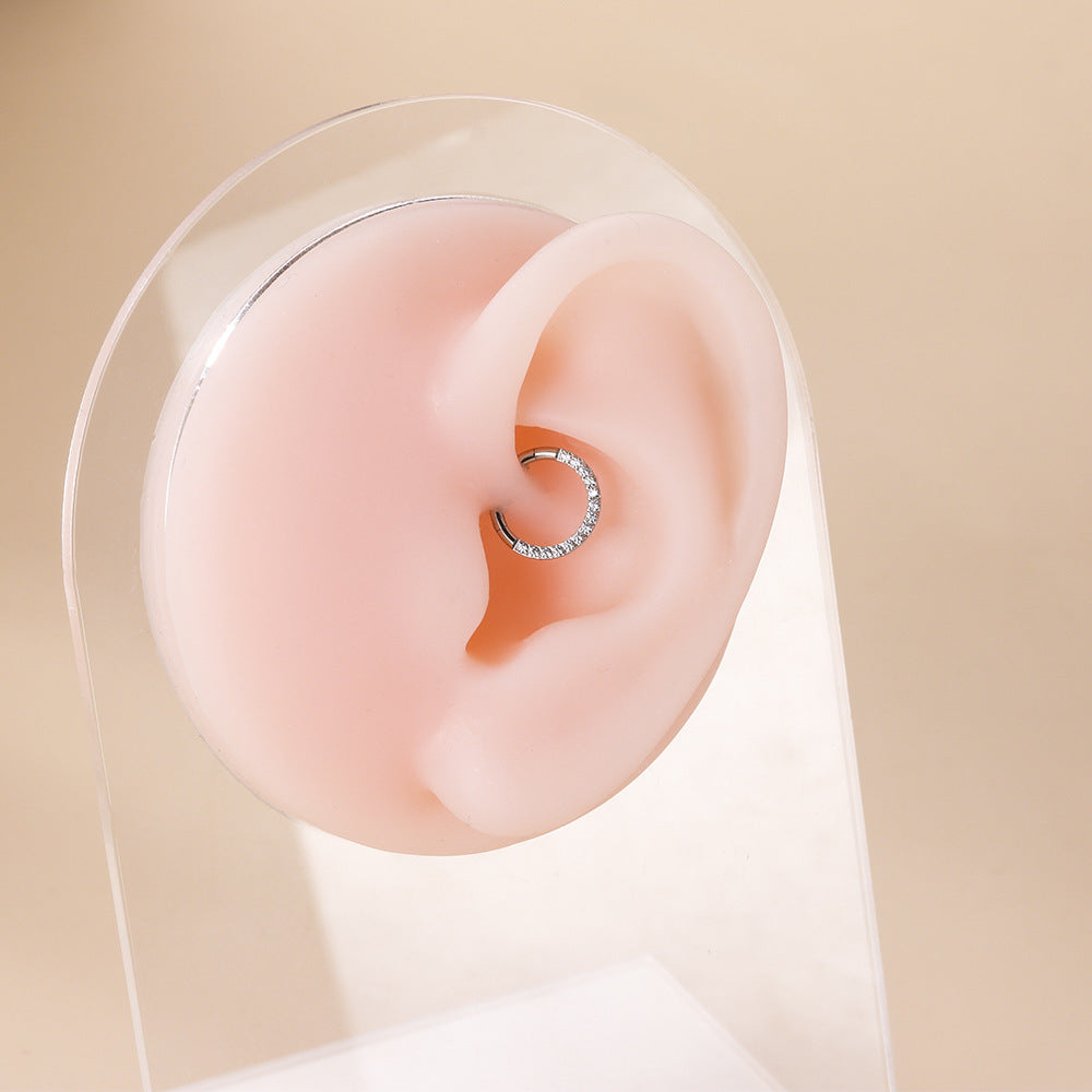 Implant Grade ASTM F136 Titanium CZ Hinged Segment Ring Nose Hoop Ear Cartilage Clicker Piercing Jewelry 16G