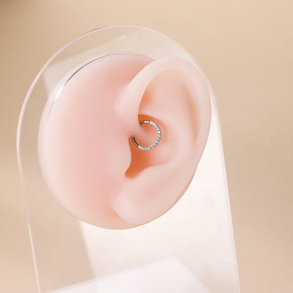 Implant Grade ASTM F136 Titanium CZ Hinged Segment Ring Nose Hoop Ear Cartilage Clicker Piercing Jewelry 16G