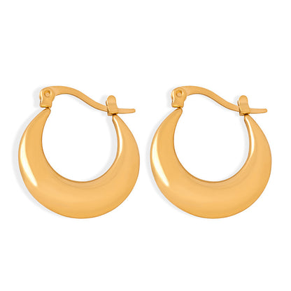 Stainless Steel Geometric U-Shaped Hoop Earrings – Minimalist Polished Titanium Steel Earrings for Women | WANTI Fashion Jewelry