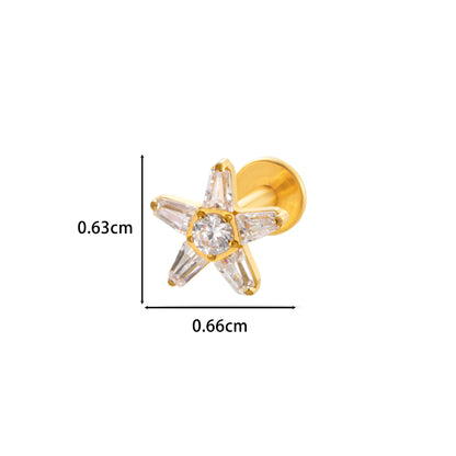 F136 Titanium Butterfly Star Moon Lip & Cartilage Stud with CZ | Internally Threaded