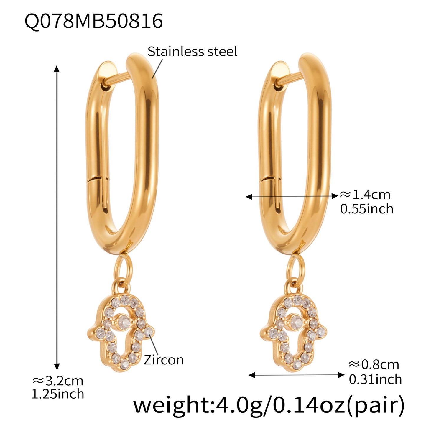 Evil Eye Zircon Hoop Earrings | Stainless Steel Minimalist Smooth Surface Earrings | Trendy Fashion Jewelry Gift
