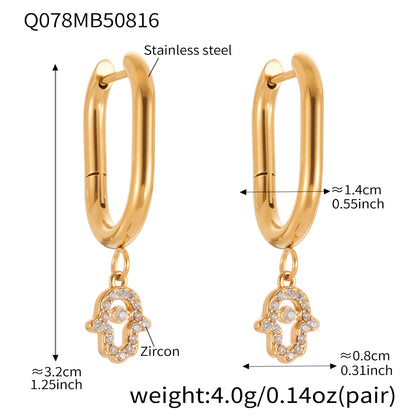 Evil Eye Zircon Hoop Earrings | Stainless Steel Minimalist Smooth Surface Earrings | Trendy Fashion Jewelry Gift
