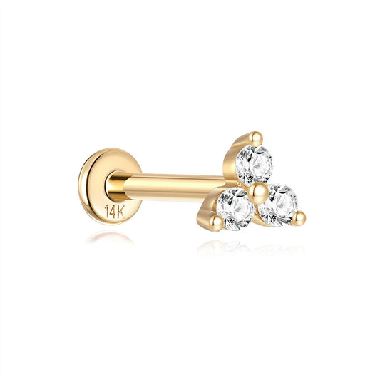 14K Gold Spherical Zircon Stud Earrings – Simple, Hypoallergenic & Everyday Shine