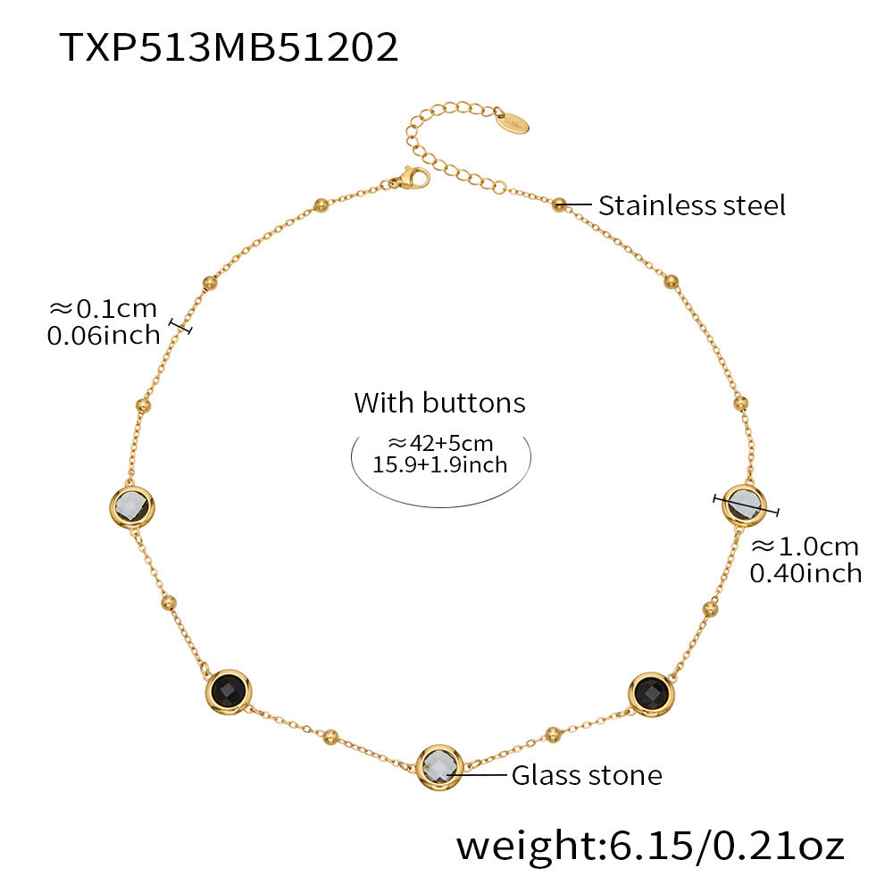 Candy Color Glass Stone Jewelry Set – Stainless Steel Necklaces, Bracelets & Earrings