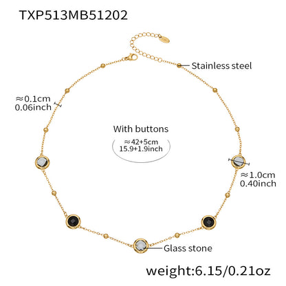 Candy Color Glass Stone Jewelry Set – Stainless Steel Necklaces, Bracelets & Earrings