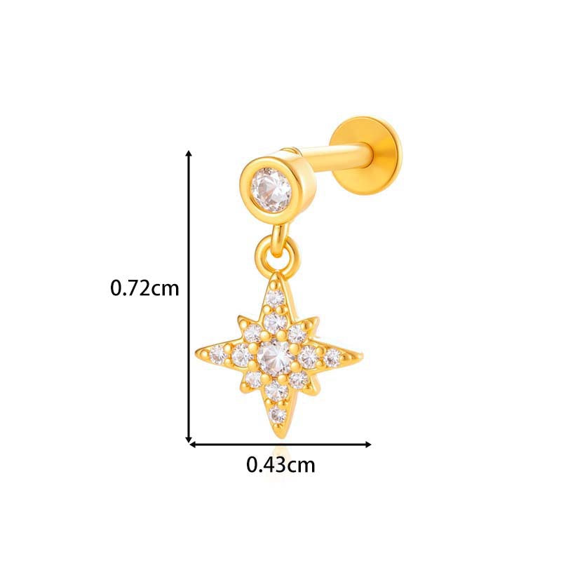 Titanium Internally Threaded  CZ Cartilage Stud – Hypoallergenic Piercing Jewelry