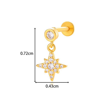 Titanium Internally Threaded  CZ Cartilage Stud – Hypoallergenic Piercing Jewelry