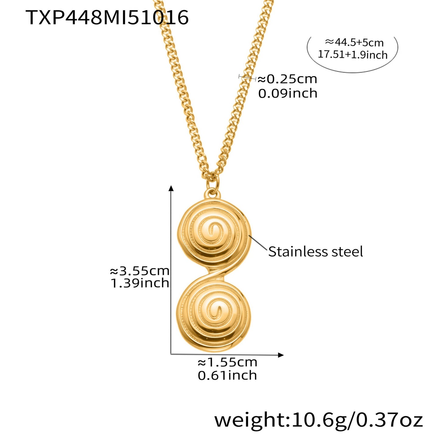 8-Shaped Twist Pendant Necklace & Stud Earrings Set - Gold Stainless Steel Jewelry