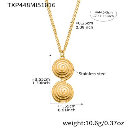 8-Shaped Twist Pendant Necklace & Stud Earrings Set - Gold Stainless Steel Jewelry