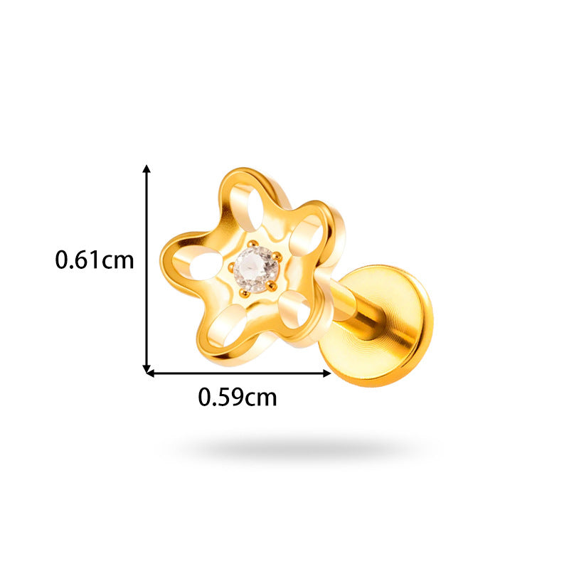 Implant Grade G23 ASTM F136 Titanium Geometric Labret Stud | Push Pin Flat Back 16G Lip & Cartilage Piercing Jewelry