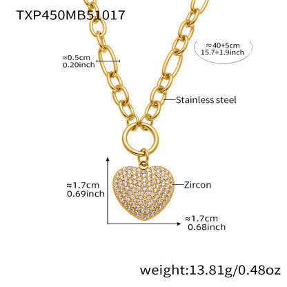Stainless Steel Heart Jewelry Set – Zircon Heart Necklace, Earrings & Ring Set | Romantic Gift Set