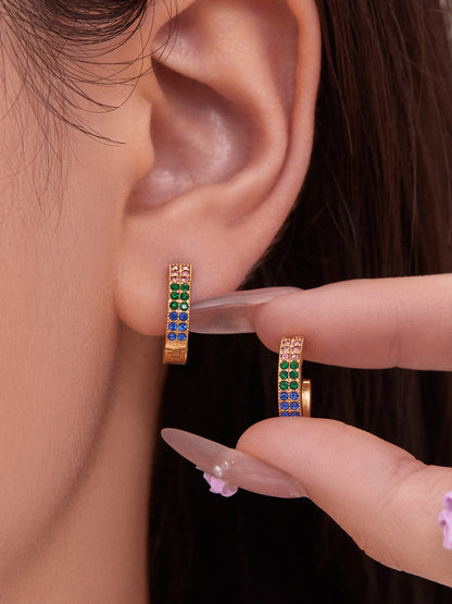 Colorful Zircon U-Shaped Hoop Earrings Set – Stainless Steel Hypoallergenic Minimalist Jewelry for Women | Trendy Fashion Earrings by WANTI Jewelry