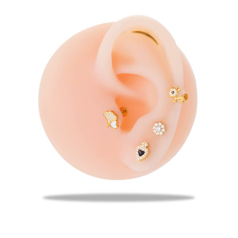 G23 Titanium Internally Threaded CZ Stud – Hypoallergenic Flat Back Piercing Jewelry