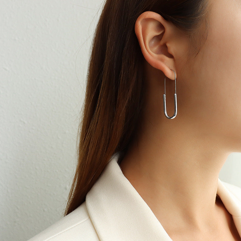 Stainless Steel Paperclip Earrings Set – Minimalist High-End Design, Gold & Silver Colors, Fashion Statement Jewelry for Women