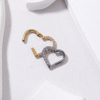 G23/F136 Titanium Zircon Heart Shaped Cartilage Hoop | Fashionable Ear Piercing Jewelry