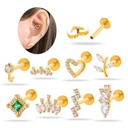 G23/F136 Titanium Internally Threaded Cartilage Stud – Luxury Lightweight Piercing Jewelry with CZ