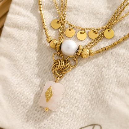 18K Gold Plated Stainless Steel Necklace Collection – Pearl, Tassel & Crystal Pendant Fashion Jewelry