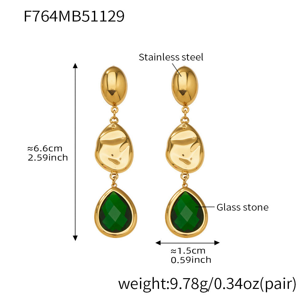 Sparkling Irregular Oval Glass Drop Earrings – Long Statement Waterdrop Jewelry for Women