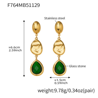 Sparkling Irregular Oval Glass Drop Earrings – Long Statement Waterdrop Jewelry for Women