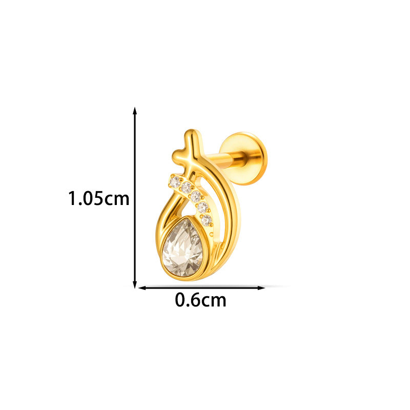 G23 F136 Titanium Geometric Flat Back Labret Stud – Internal Thread Cartilage & Lip Piercing