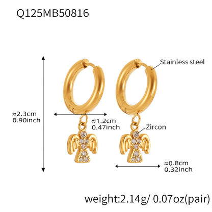 Stainless Steel Zircon Bird Pendant Layered Earrings Set | Trendy Dangle Hoop Earrings | Hypoallergenic Fashion Jewelry for Women