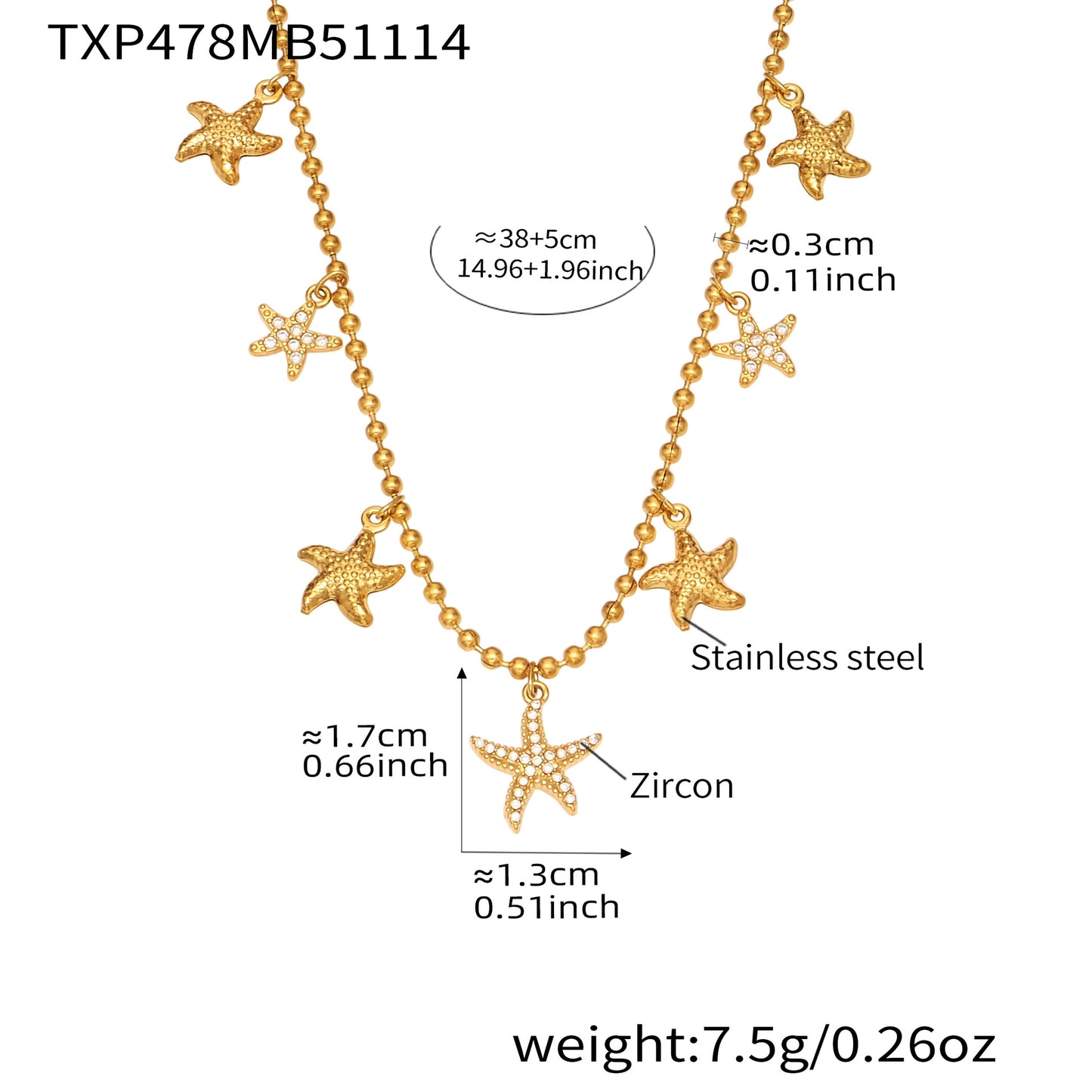 Ocean Starfish Jewelry Set – Stainless Steel Necklace, Bracelet, Earrings & Anklet | Beach Style Fashion Jewelry | Hypoallergenic Gift for Women