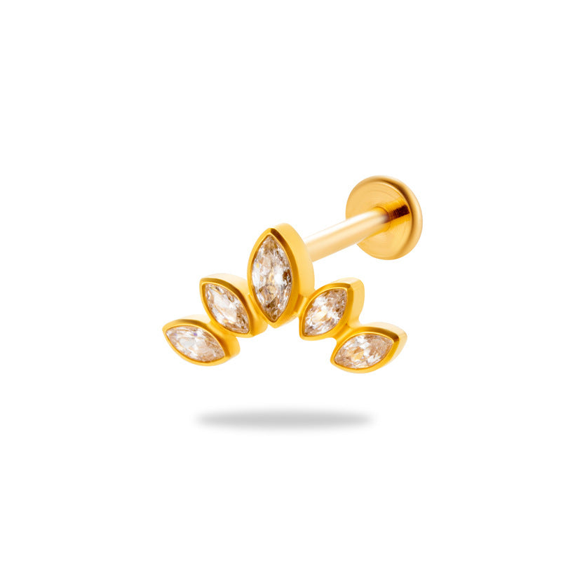 G23 Titanium Internally Threaded CZ Cartilage Stud Earrings – Hypoallergenic, Fashion Piercing Jewelry for Helix, Tragus, Conch, and Lobe