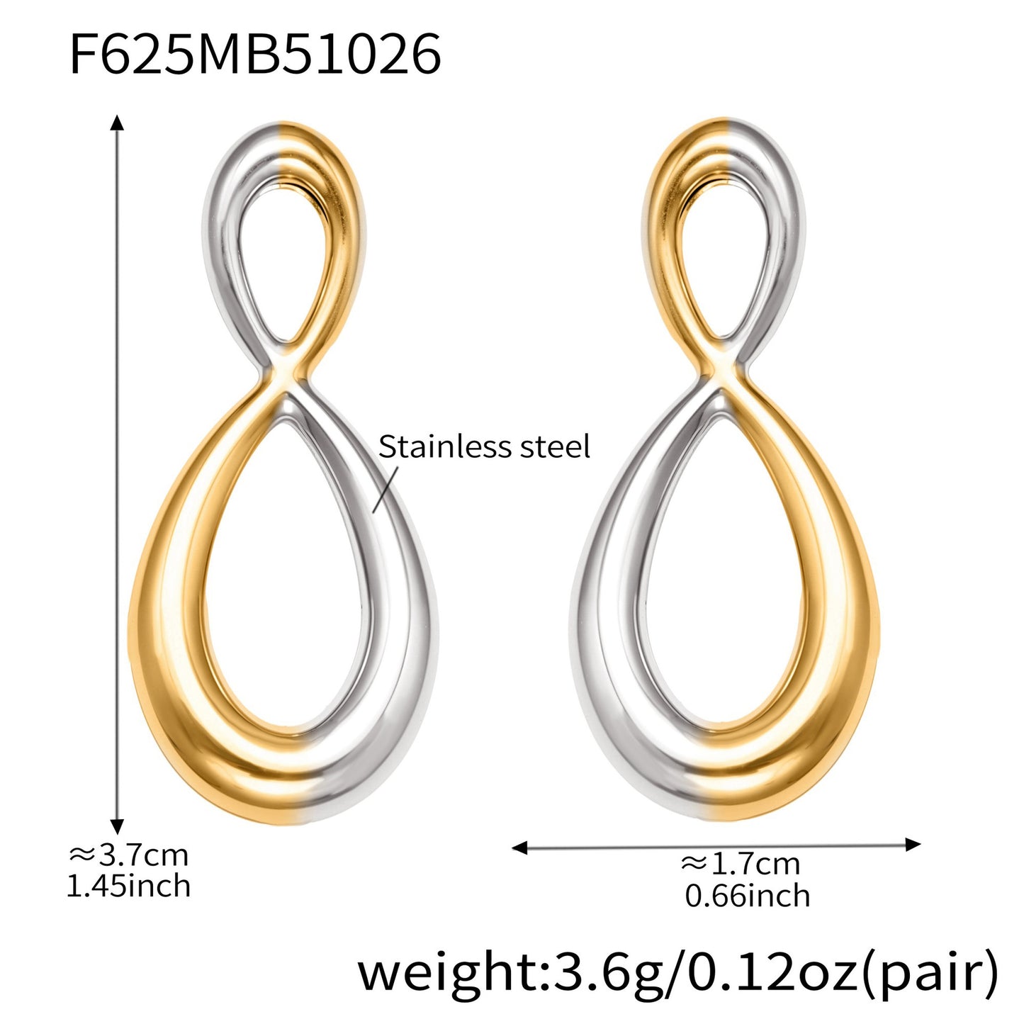 Stainless Steel Retro Geometric Earrings | Figure-8 & Square Shaped Minimalist Hoop Earrings | High-End Fashion Jewelry