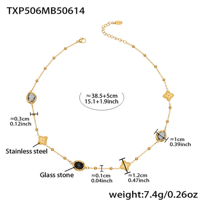 Stainless Steel Oval Gemstone Jewelry Series – Long Pendant Necklace · Bracelet · Drop Earrings | WANTI Jewelry