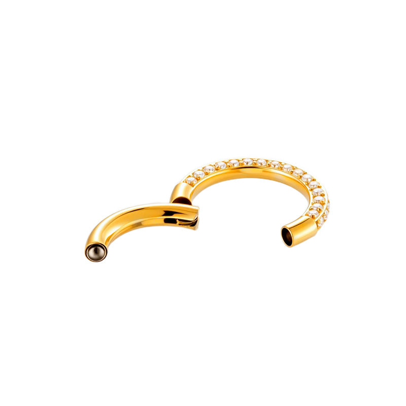 G23/F136 Titanium 1.3mm Closed Hoop with Cubic Zirconia | Nose & Ear Piercing Jewelry
