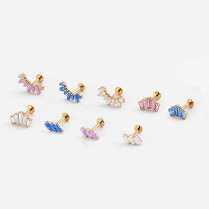 G23/F136 Titanium Opal Crown Push-Pin Labret & Cartilage Stud | 1.2×8mm