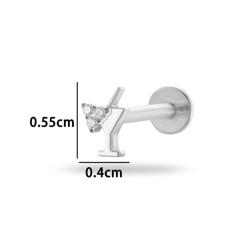 G23/F136 Titanium Internally Threaded CZ Flat-Back Cartilage Stud Earrings
