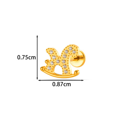 G23/F136 Titanium CZ Heart Flower Carousel Internal Thread Lip & Cartilage Stud | 10 Styles