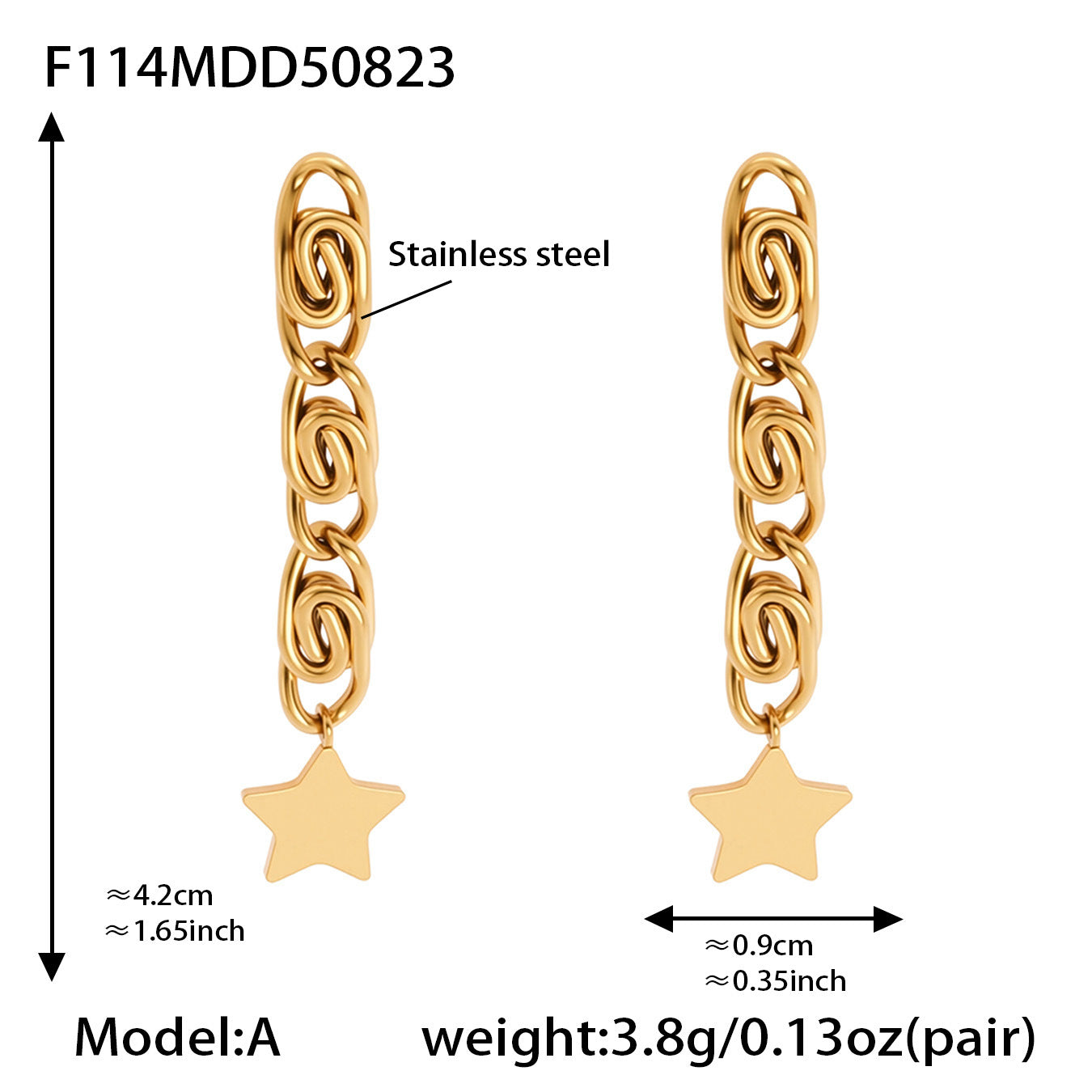 Stainless Steel Paperclip Tassel Zircon Earrings – Modern Geometric Dangle Earrings | WANTI Jewelry