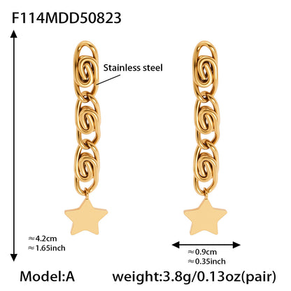 Stainless Steel Paperclip Tassel Zircon Earrings – Modern Geometric Dangle Earrings | WANTI Jewelry