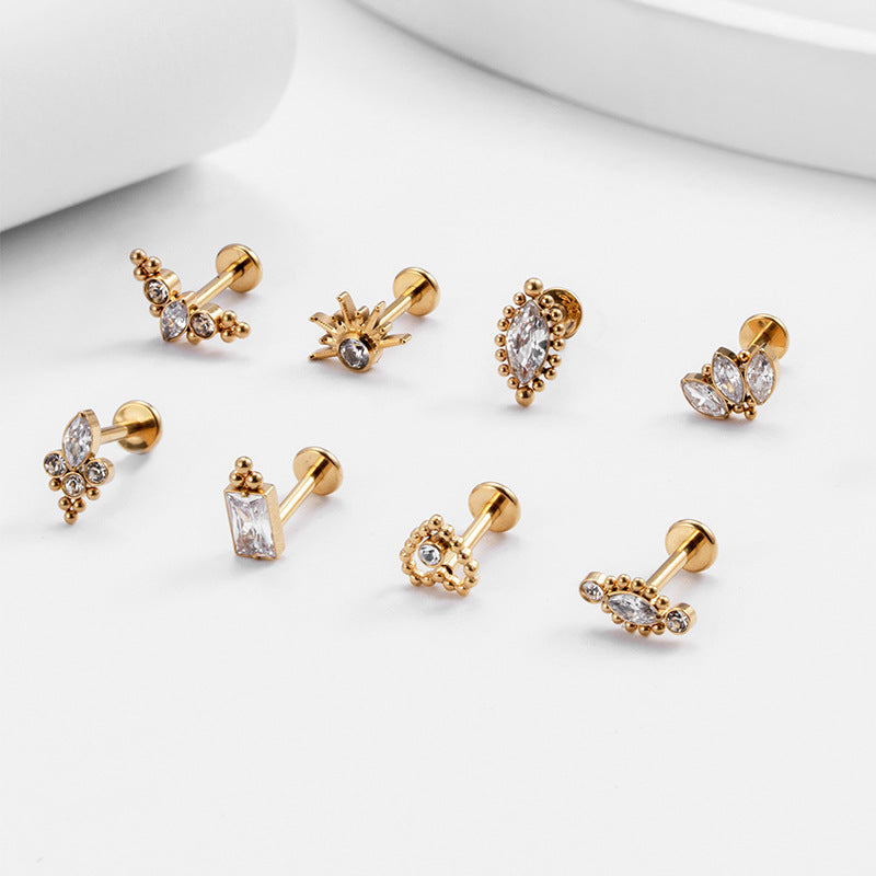 Titanium Zircon Piercing Stud – Hypoallergenic Minimalist Jewelry