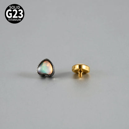 ASTM F136 Titanium Heart Mother of Pearl Dermal Top – Internally Threaded Micro Dermal Replacement for Collarbone & Surface Piercing