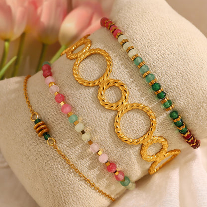 Stainless Steel Beaded Bracelet with Turquoise & Crystal – Minimalist Colorful Jewelry for Women | WANTI Jewelry