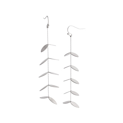 Leaf Tassel Drop Earrings – Stainless Steel Elegant Lightweight Dangle Earrings for Women