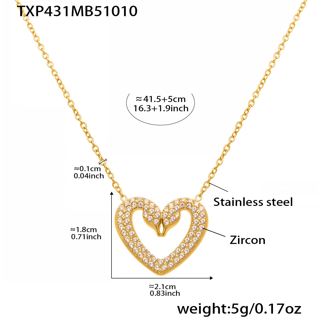 Stainless Steel Zircon Double Swan Heart Necklace, Bracelet, Ring & Earrings Jewelry Set