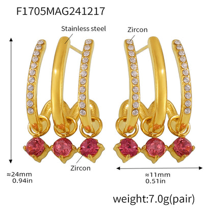 Tassel Zircon Earrings – Elegant Stainless Steel Dangle Earrings for Women