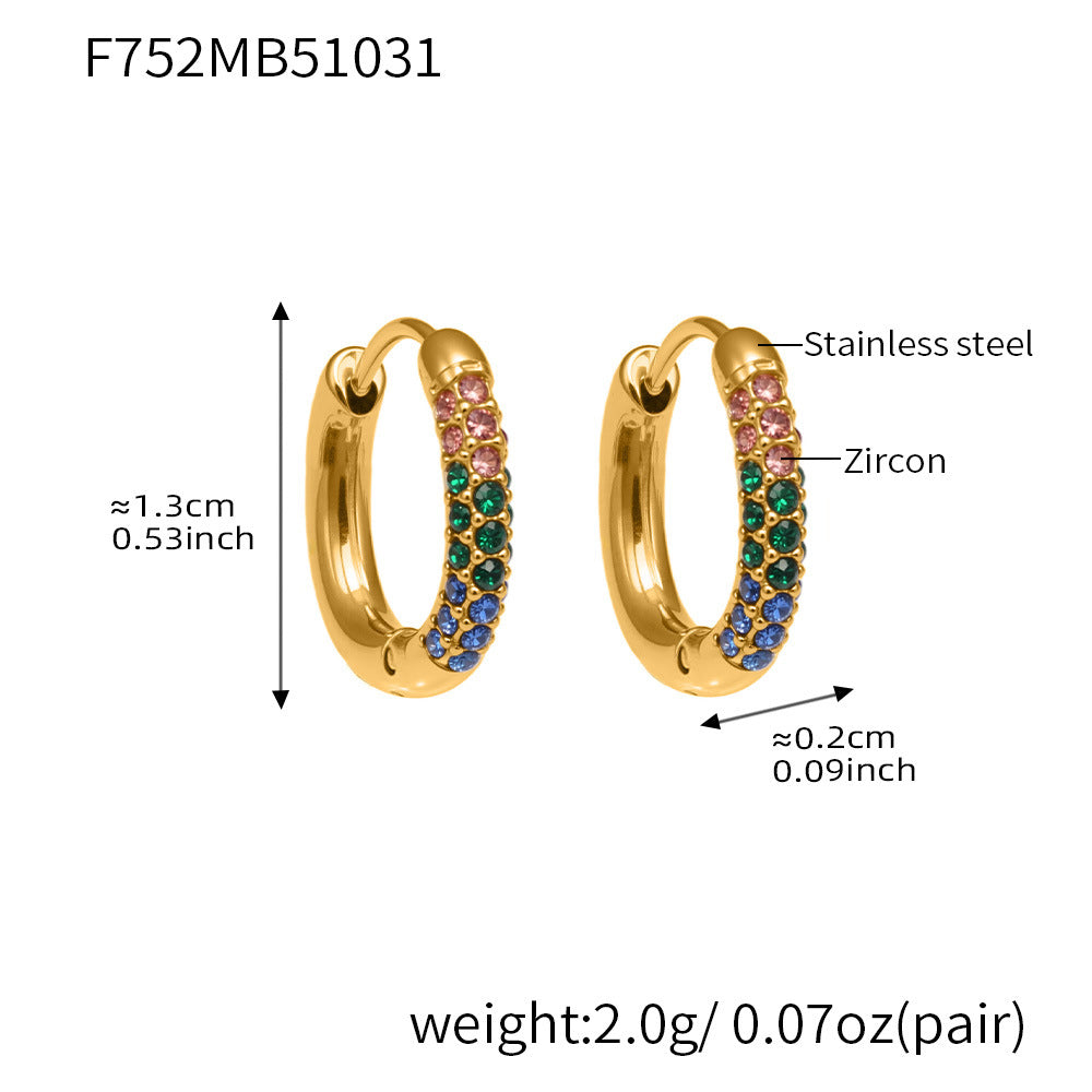 Luxury Minimalist Geometric Hoop Earrings with Micro Inlay Cubic Zirconia | Fashion Jewelry Set