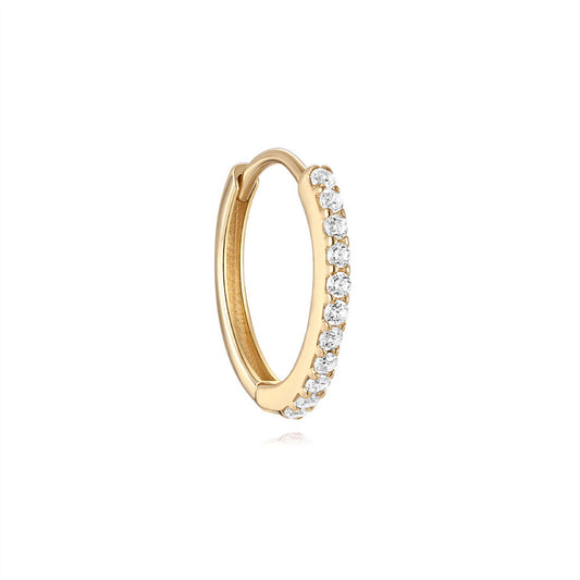 14K Gold Circle Zircon Stud Earring – Delicate Sparkle for Piercing Stacks