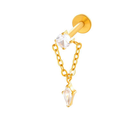 F136 Titanium Internally Threaded Dangling CZ Cartilage Stud – Hypoallergenic Piercing Jewelry