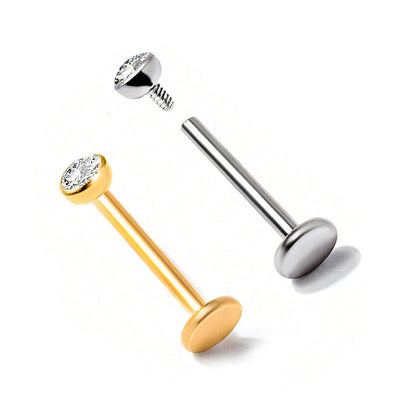 G23/F136 Titanium Body Jewelry – 3mm CZ Internal Thread Lip Stud & Ear Cartilage Piercing