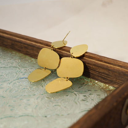 Irregular Geometric Textured Drop Earrings – Stainless Steel Modern Minimalist  Earrings