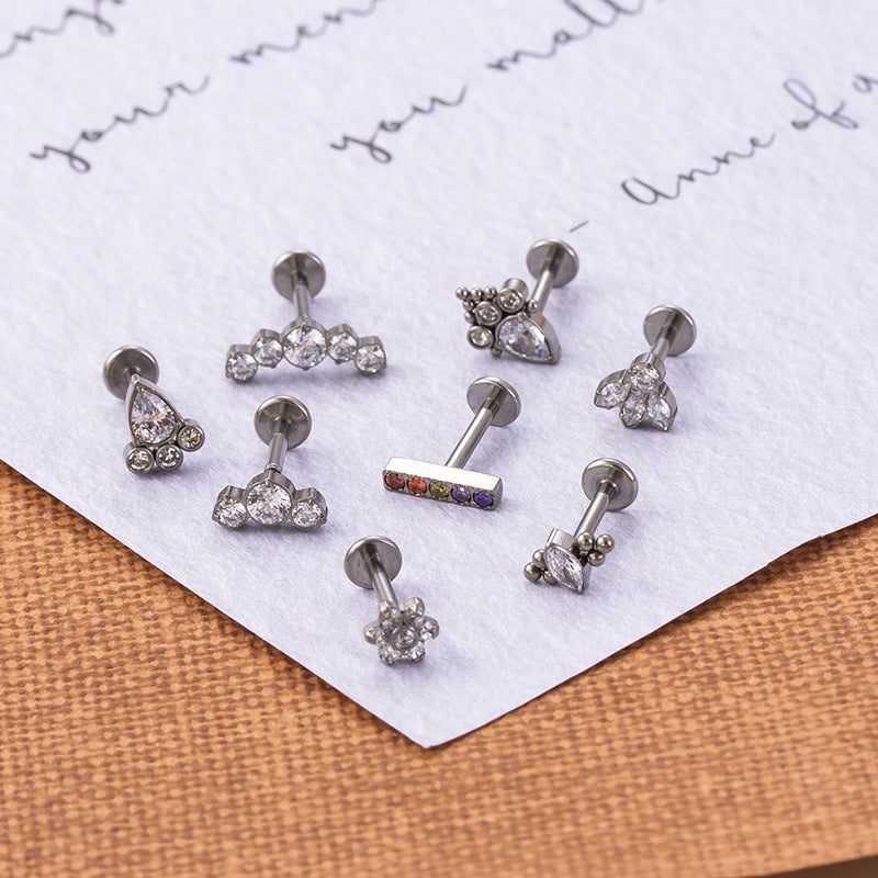 F136 Titanium Internally Threaded CZ Cartilage Stud – Hypoallergenic & Secure Piercing Jewelry