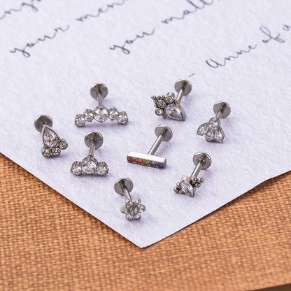 F136 Titanium Internally Threaded CZ Cartilage Stud – Hypoallergenic & Secure Piercing Jewelry