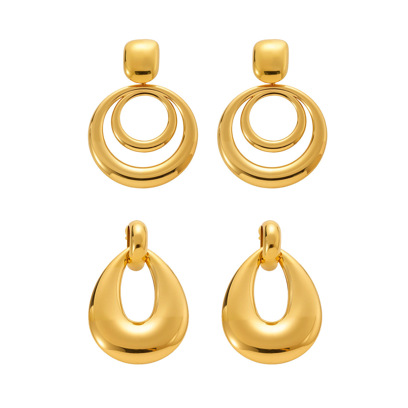 Geometric Multi-Layer Hoop Earrings Stainless Steel Statement Dangle Earrings – High Fashion Modern Jewelry | WANTI Jewelry